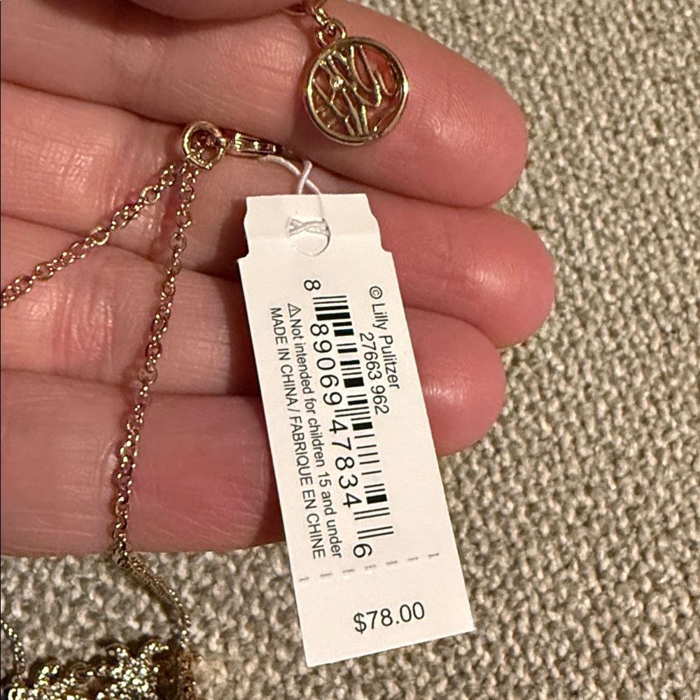 Lilly Pulitzer Gold Palm Tree Necklace NWT - Picture 3 of 4